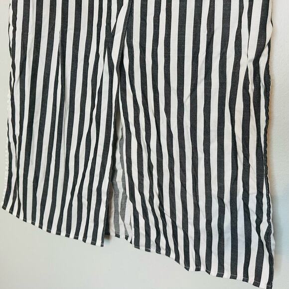CUPCAKES AND CASHMERE Sandrine Black White Striped Side Slits Midi Skirt Size 2 - Picture 6 of 9
